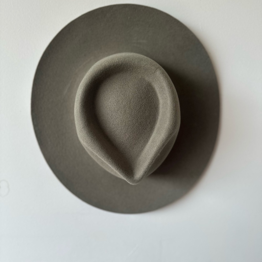 GIGI PIP Wide Brim Felt Fedora in Olive Green